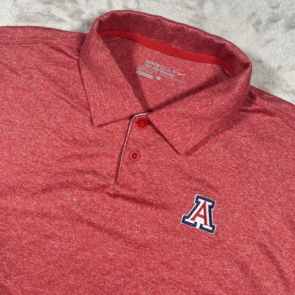 Nike Golf Dri-Fit Tour Performance Polo Mens L Red Color Block Arizona Wildcats - Picture 1 of 8